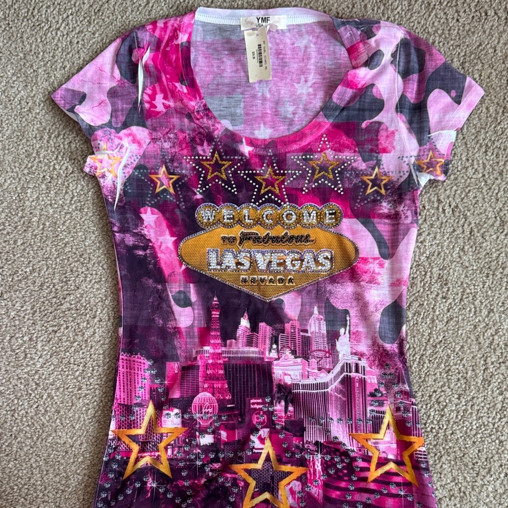 Vibrant Pink Las Vegas Graphic Tee